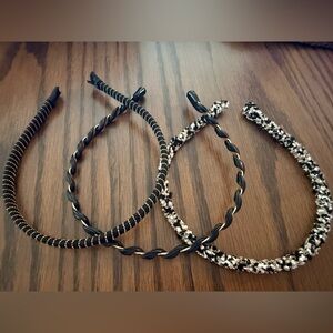 Set of Three Black and Gold Headbands